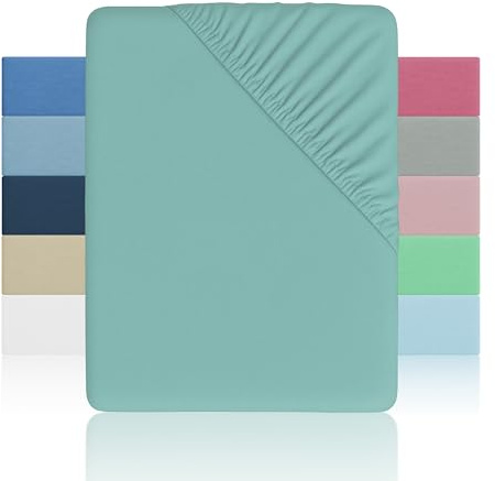 H HANSEL HOME Sábana Bajera Ajustable Cama 140 – Altura 28cm – Microfibra Suave y Transpirable – Sábanas Bajeras Ajustables - Sábana Bajera 140x190/200cm – Verde Menta