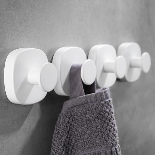 ZUNTO 4 Pezzi Ganci Ventosa Portasciugamani in Acciaio Inox Gancio Appendiabiti da Parete per Bagno e Cucina, Bianco