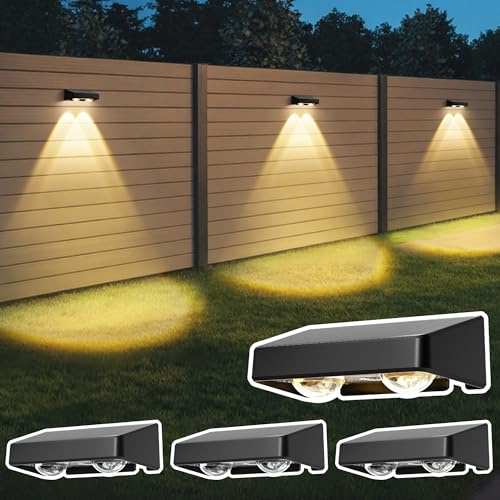 Solpex Solar Fence Lights Outdoor Garden, 9 Colors 11 Modes RGB Solar Wall Lights Outdoor, Waterproof Deck Lighting Decoration for Garden Backyard Yard Pathway Porch（4 Pack）