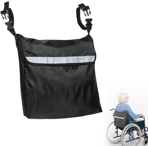 Sac Fauteuil Roulant, Sac de Rangement pour Fauteuil Roulant, avec Bandes Réfléchissantes, Imperméable, peut être Fixé à des Fauteuils Roulants et Déambulateurs