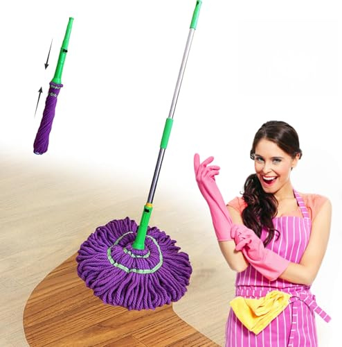 Escoba Twist Ultra Absorbente – Balaitwist Mop, Escoba Twister Essorage Magic Twist Mop 360 Microfibra, Mango telescópico, para todo tipo de suelos (1 fregona)