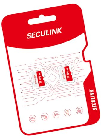 JOYNANO SECULINK Lot de 2 cartes mémoire TF 64 Go Format FAT32 Classe 10 Lecture/écriture haute vitesse Enregistrement 24h/24 et 7j/7 pour caméra de sécurité Dash Cam et plus encore