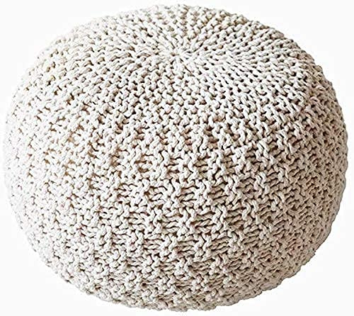 YDHSIKK décor Salon, Tabouret Polyvalent Pouf tricoté à la Main, idéal for Le Salon ou la Chambre à Coucher(Creamywhite,30x60cm(12x24inch))