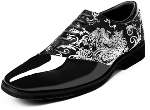 YFFUSHI Zapatos Hombre de Piel PU de Jacquard con Cordones Derbys de Vestir para Negocios Plantilla Ancha Brogues Elegantes