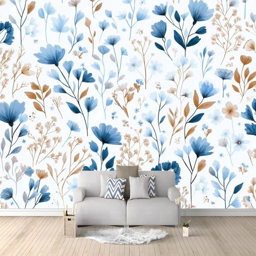 Colore Muralo - Acquerello Fiori Di Campo Carta da parati 3D per cameretta dei bambini in tessuto non tessuto, per ragazze e ragazzi decorazione da parete 200 x 140 cm