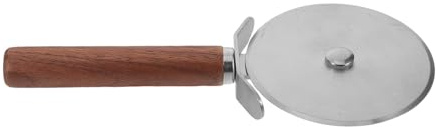 TOVINANNA Rouleau à Pizza en Acier Inoxydable Grosse Roue Manche en Bois Ergonomique Coupe-Pâte pour Pizza Pâtes et Pâtisseries Outil Cuisine Facile à Nettoyer Découpe Précise et