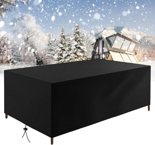 AUWUUA Housse Salon de Jardin Exterieur 240x80x60cm/LxWxH Bache Meubles Housse de Protection Table de Jardin pour Mobilier Table Chaise et Canapé Imperméable Anti-UV, Noir