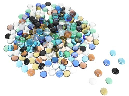 UTHCLO Ciottoli di Vetro Piatti e Rotondi 17-19 Mm Resistenti allo Scolorimento alle Macchie d'Acqua per Decorazioni di Vasi e Fontane 1800g Colore Casuale