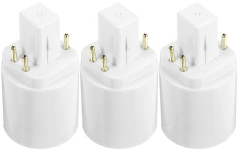 Convertitore Base Lampada G24q a E27, 3 Pezzi, Plastico Bianco | Adattatore E27 Presa, Conversione Semplice e Stabile, per Case e Spazi Commerciali
