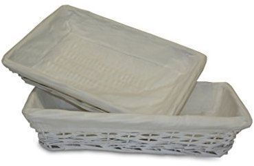 BUAR ARTESANOS Bandeja Mimbre Tela Blanca (44 * 33 * 8 cm.)