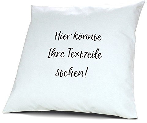 printplanet® - Kissen mit eigenem Text Bedrucken - 100% Baumwoll Kopfkissen selbst gestalten mit Namen oder Wunschtext - Kissenbezug inkl. Füllung