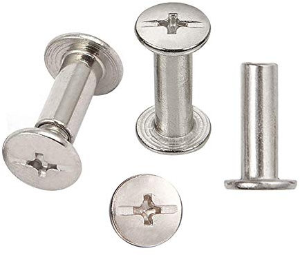 INCREWAY 30 juegos de tornillos Chicago para encuadernación, 5 mm x 15 mm, chapado en níquel, tono plateado