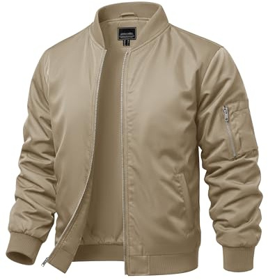 CRYSULLY Mens Full Zip Windbreaker Light Bomber Jackets Fall Outerwear