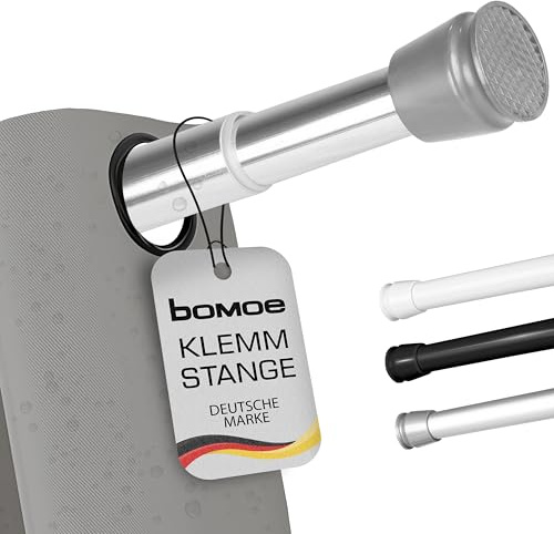 bomoe Teleskopstange Duschstange ohne Bohren Klemmstange stufenlos | 70-120cm Chrom rutschfest Gardinenstange zum Klemmen für Gardinen Duschvorhangstange Vorhangstange ohne Ausziehbar Bad Neptun