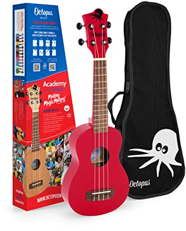 Octopus UK205 soprano ukulele in candy apple red full