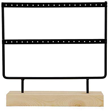 RUBY - Schmuckständer Metallschmuck Organizer Display Rack, drehbarer Halter für Ohrringe, Halsketten, Armbänder (Schwarz, 2 Ebenen)