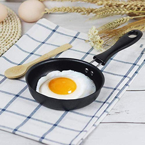 Portable Mini Non-Stick Frying Pan-Iron Coating Round Frying Pan-Perfect for Frying Egg Omelette-Household Small Kitchen Cooker Black 12CM