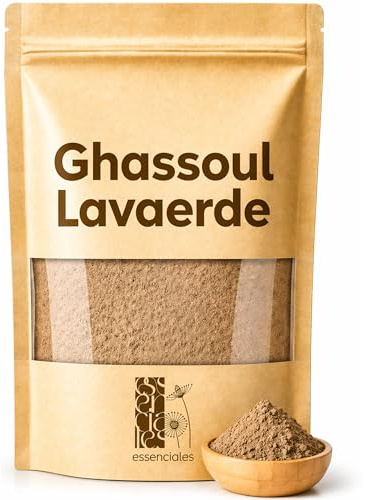 Arcilla Ghassoul Cuida de tu Cabello y Piel - Brillo Natural para tu Piel y Cabello Fuerte - ESSENCIALES 500g, Limpieza profunda de la piel, Elimina el exceso de grasa en la piel, Exfoliante suave