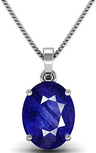 RRVGEM Colgante de Zafiro Azul Natural Certificado NEELAM de 9,25 Quilates Chapado en Plata de Laboratorio para Hombres y Mujeres