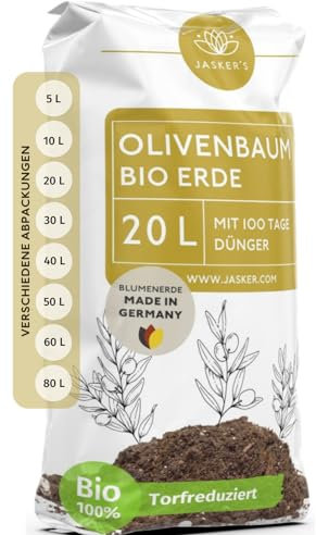 Olivenbaum Erde 20 L Mit Dünger - Mediterrane Pflanzenerde Aus 100% Natürlichen Rohstoffen für Kräftige Oliven