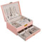 YOCOLE Portagioie Donna, 2 Livelli Porta Gioielli da Viaggio Ragazza in Pelle PU, Grande Gioielli Scatola Organizer per Anelli, Orecchini, Collane, Orologi, con Serratura e Chiave, Rosa