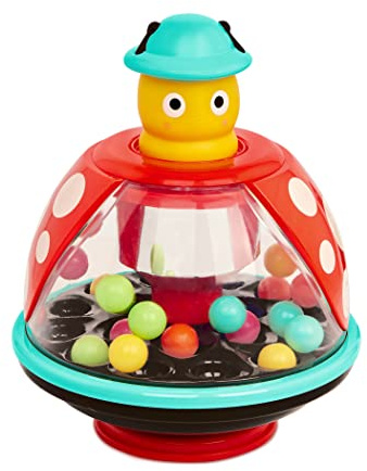 Battat Marienkäfer Pushtop Ball-Popper-Spielzeug mit 20 Kugeln | Ball-Popper-Spielzeug mit 20 kleinen, bunten Kugeln, spiegelnder Innenfläche und Marienkäfer-Design, 1+ Jahre