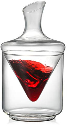 - Jarra decantadora de vino, vidrio de cristal sin plomo soplado a mano, vidrio decantador de cubo de hielo, conjunto de decantador de barra boca oblicua
