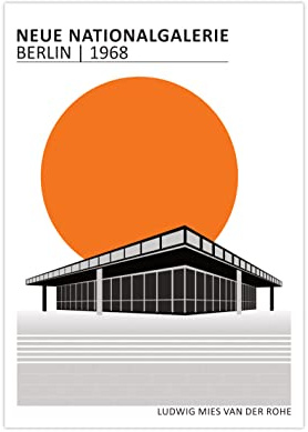 Generisch Poster Neue Nationalgalerie Berlin | Bauhaus Architektur A2 (59,4x42 cm)