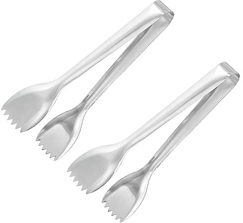 uxcell Serving Tongs, 2pcs 7 Inch - Stainless Steel Ice Tongs, Mini Sugar Tongs for Appetizers, Charcuterie, Desserts, Tea Party, Bar, Cafe (Silver)