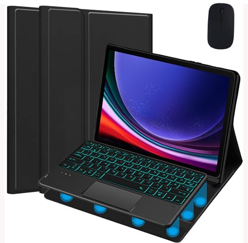EHLCYS Custodia con Tastiera per Xiaomi Redmi Pad SE 11 2023 Tablet, Retroilluminazione A 7 Colori, Tastiera Bluetooth Wireless Magnetica Rimovibile con Touchpad Intelligente Multi Touch & Mouse