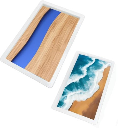 ModWgGuo 2Pcs Extra Large Reusable Epoxy Resin Table Mold 23x11x3 inches 15.7x9.8x3 inches Rectangles Epoxy Resin Molds for River Table, Coffee Side Table, Cutting Board, Charcuterie Board, Art Panel