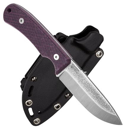 BPS Knives Beta - Coltello D2 con Manico in Micarta - Coltello a Lama Fissa con Fodero - Coltello da Esterno EDC