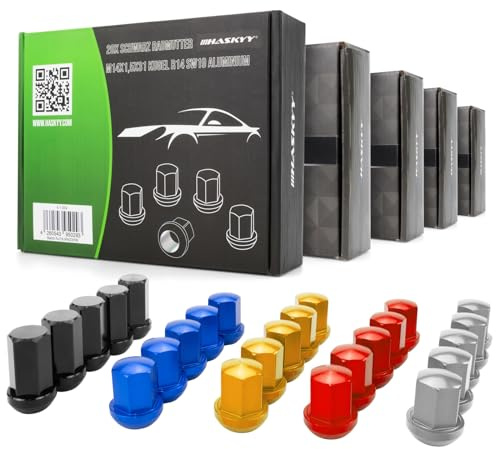 HASKYY 20 Radmuttern Kugelbund M14 x 1,5 x 31mm Auswahl Farben Aluminium Eloxiert Kugel R14 SW19 I kompatibel mit Porsche (SILBER)