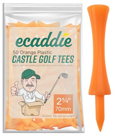 ECADDIE Castle Golf-Tees aus Kunststoff, 70 mm, Orange, 50 Stück
