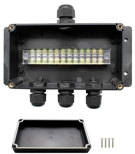 WJUAN Verteilerkasten 200 x 90 mm, IP66abzweigdose, 4 Leitungen Aufputz Anschlussdose Wasserdichter, Mit Kabelverschraubung, Geeignet für Verkabelung, Elektroinstallation, Stromkreiserweiterung