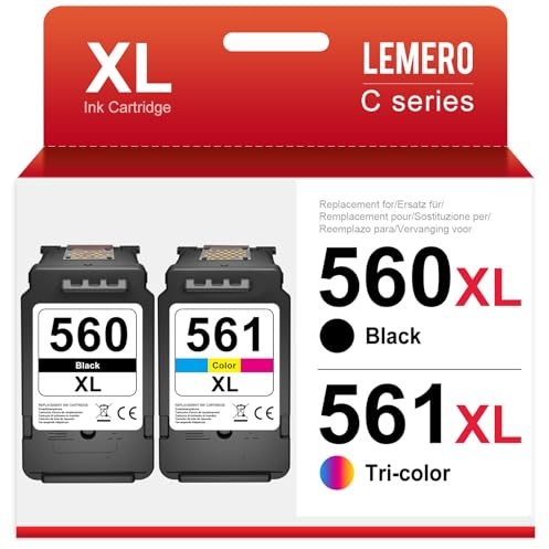 560 561XL Patronen Kompatibel für Canon Druckerpatronen 560 561 XL Multipack PG-560 CL-561 für Canon Pixma TS5350 TS5351 TS5352 TS5353 TS7451 Drucker(Schwarz/Farbe,2-Pack)