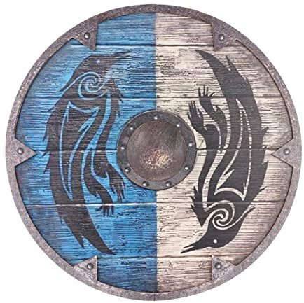 SHOUKAII en Bois Peint Viking médiéval Rond Arme Adulte Soldat Cosplay décoratif esquivé Armure Costume Halloween Bataille