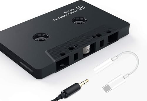 Kitgody USB C Cassette Adapter for Car - Android Tape to Aux Converter for Old Vehicles - NOT Compatible with iPhone - Compatible with Samsung/Xiaomi/Huawei/Google Type C Devices（Black）