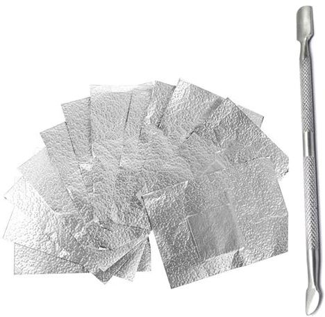 500 Pcs Nail Foil Wrap Remover Nail Art Soak Off Acrylic Gel Nail Polish Removal With 1pcs Cuticle Pusher(U289-1)