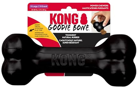 KONG - Extreme Goodie Bone più durevole osso per cani in gomma naturale per masticatori potenti - nero - per cani extra large