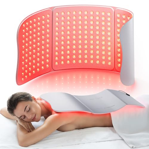 Hello Face Ceinture de luminothérapie rouge pour le corps, 76 x 30 cm, technologie TriChip™, tapis infrarouge 36W avec minuterie, soulagement des douleurs musculaires, 660nm & 850nm (Gris)