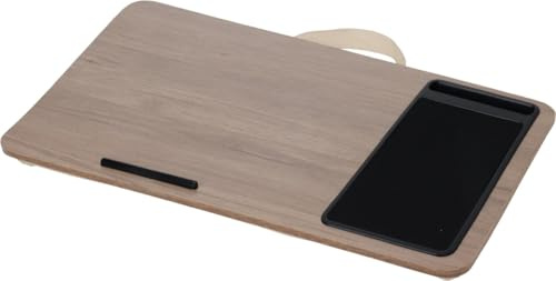 Envenzo Laptop-Tablett, tragbar, mit Kissen, für Zuhause und Büro, Reisen, leicht, Lapdesk für Bett oder Couch, Laptop-Bett-Tablett mit Kissen mit Handyhalterung, Braun