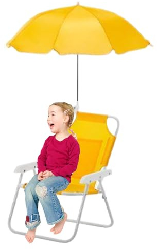 Generisch Chaise de plage pour enfant - Chaise longue de plage avec protection solaire - Siège inclinable ergonomique pour l'extérieur, les voyages, la pêche, la terrasse, le jardin, la piscine, la