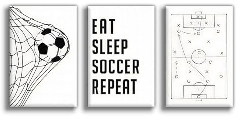 Football Poster Sports Kids Room Art 3 Piece Set Leinwand Poster Schlafzimmer Dekoration Landschaft Büro Raumdekoration Geschenk Unframe-style 12x18inch(30x45cm)