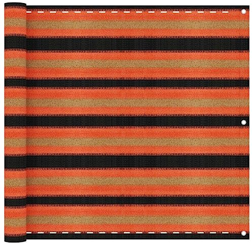 Brise-Vue pour Balcon et Terrasse, 90x300 cm, PEHD Résistant aux UV, Couleurs Orange/Marron/Noir, Brise Vue Jardin et Cache Balcon, Imperméable et Respirant, avec Œillets en Aluminium et Corde