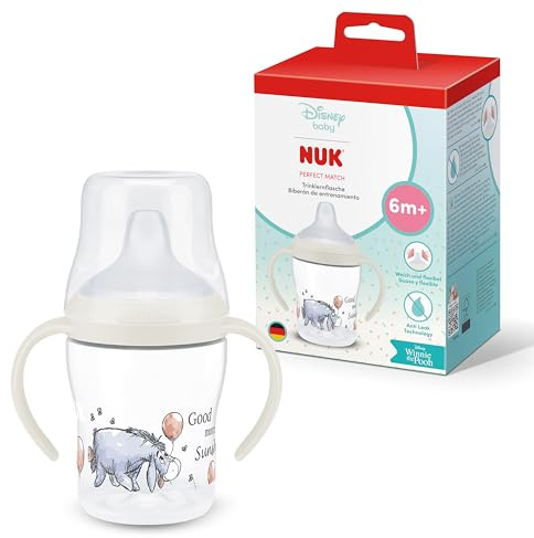 NUK Perfect Match Vaso de Aprendizaje Bebe | 6+ meses | 150 ml | Vaso antiderrames para niños pequeños | Asas antideslizantes | Disney Winnie the Pooh | 1 unidad