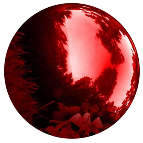 HEMOTON Gartenkugel Edelstahl Reflektierende Kugel Rubinrot 150mm Hochglanzpoliert Gartendeko Kugel für Draußen Tischschmuck Spiegelkugel Dekoration Rostfreier