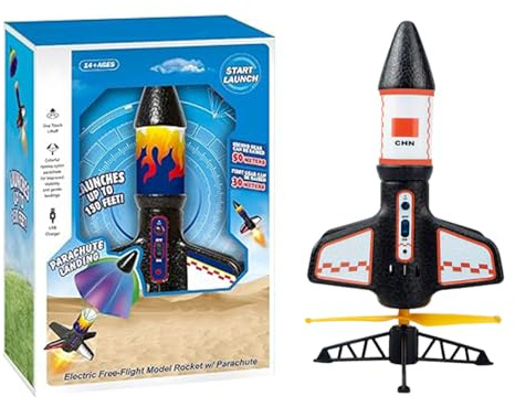 NPLSEO Rocket Launcher Toy, Ultra-high Motorized Air Rock-et Launch, Children With Parachute Set, Rockets Boy Toys, For Kids Outdoor Games Flashing Flying Toy Rocket Launcher For Boys Girls