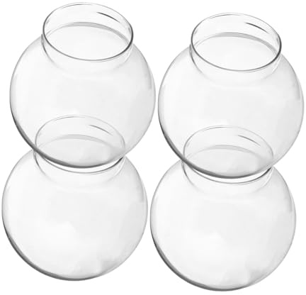 GLSTOY 4 Pezzi Mini Cupola in Vetro Trasparente per Decorazioni Fai da Te Copertura Cloche Rotonda Polvere Altezza per Artigianato Creativo e Esposizione Oggetti