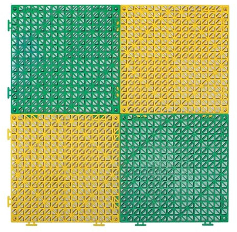 Dalle Sol Emboîtable Drainage Très Résistant Caillebotis Exterieur Grilé Plastique Antidérapant Douches Salle Sport(Yellow-green,5 pieces)